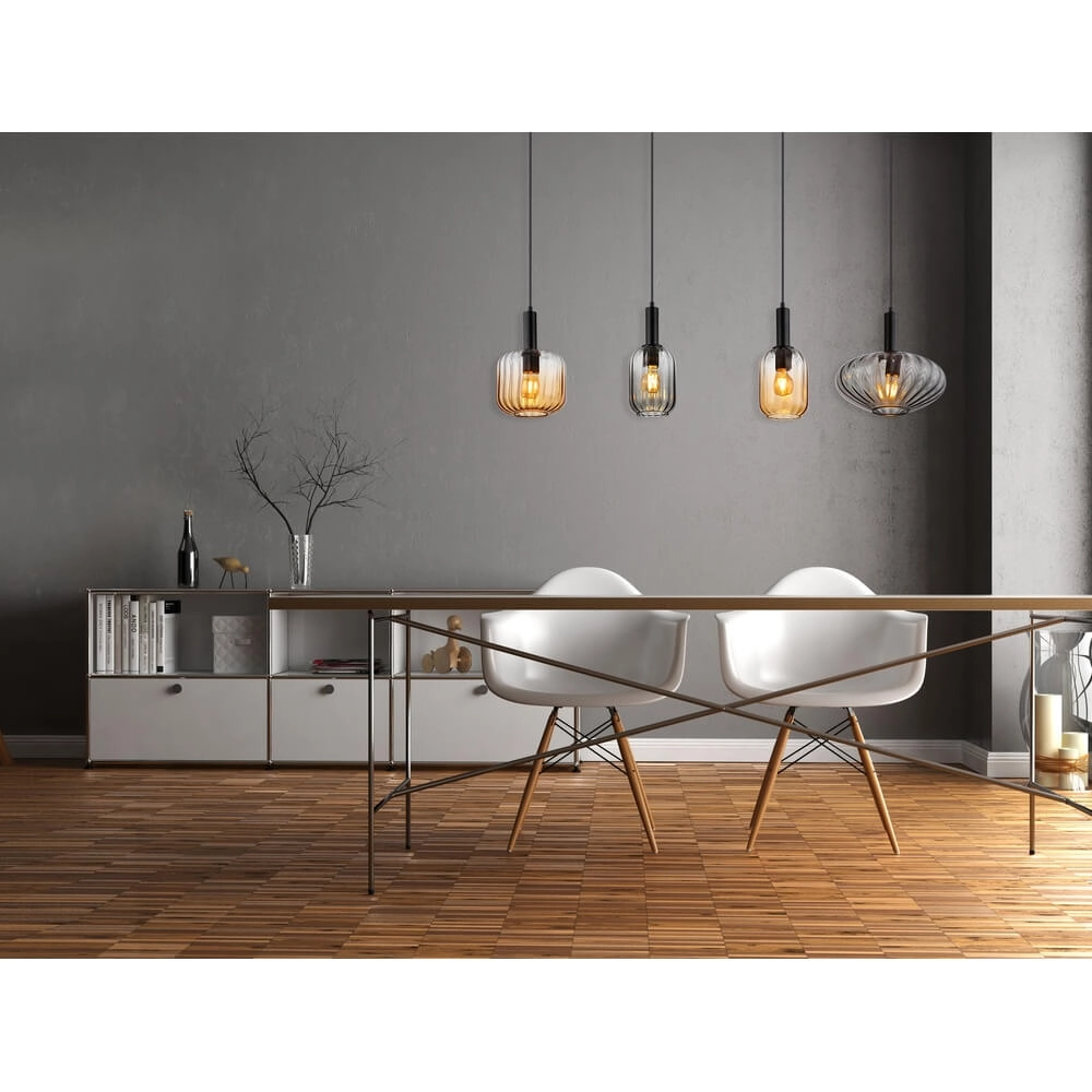 Pendant lamp Valletta with coloured glass 4-lights Globo 9007371452866
