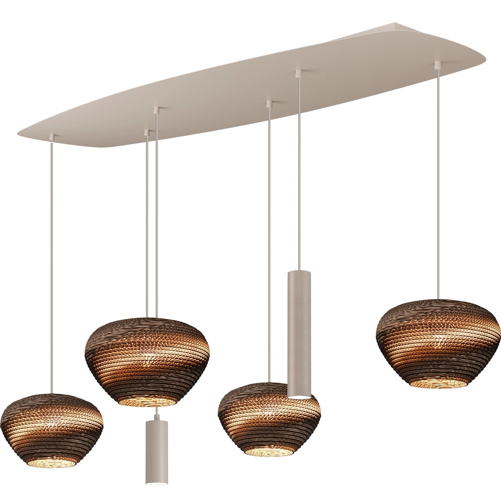 Danish oval pendant lamp Cartone sand with Think Paper hoods