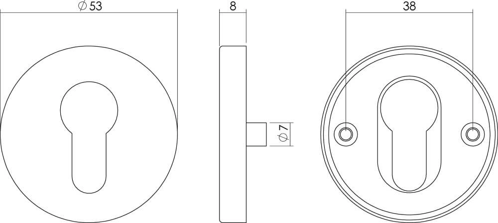 Cylinder rosette Tira with ridge stainless steel Intersteel 8714186130476