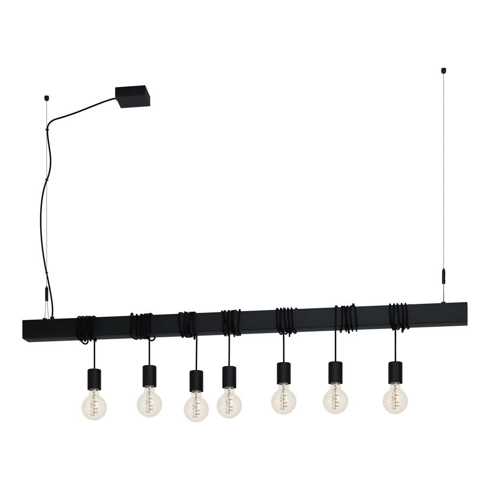 7-light pendant lamp Townshend-B black - dining table