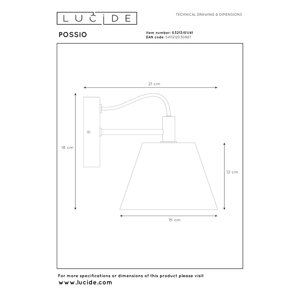 Wall lamp Possio grey Lucide 5411212030887