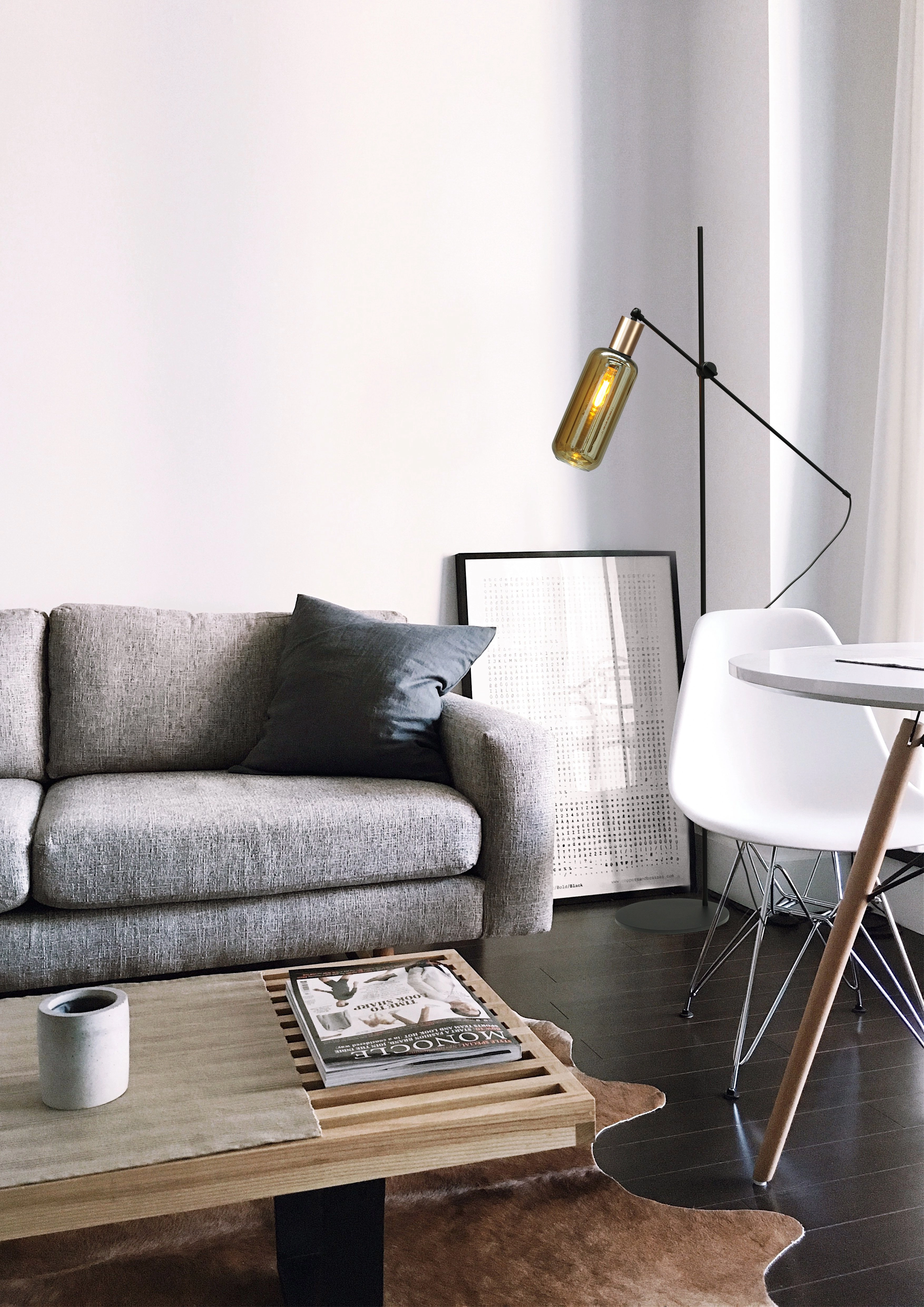 Black floor lamp Bounty adjustable with round glass Masterlight 8718121246802