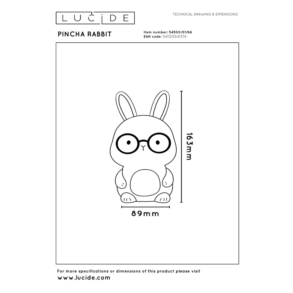 Children's room night light Pincha Rabbit bunny Lucide 5411212541376