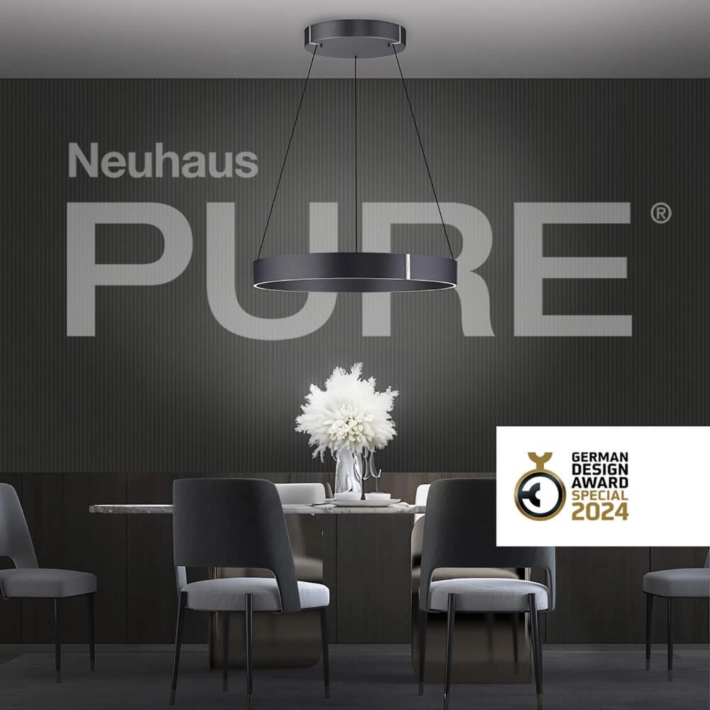 Round hanging lamp Pure E-Clipse gray Ø 70cm Paul Neuhaus 4012248372340