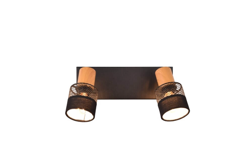 2-light surface-mounted spotlight Nandini black with wood Trio 4017807581102