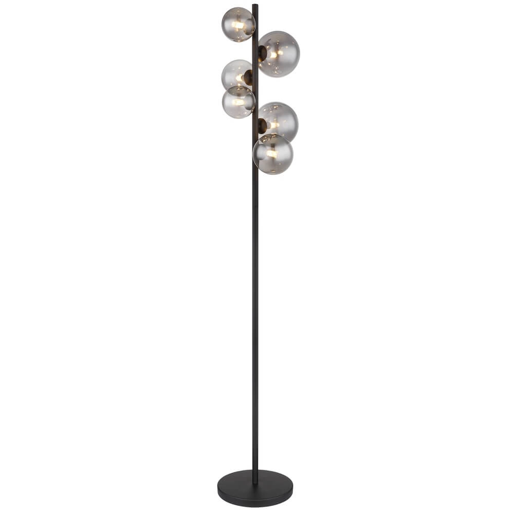 Black floor lamp Riha 6-light