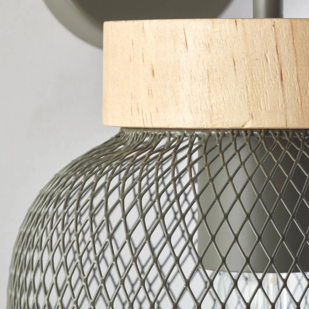 Wall lamp Giada Green with wood Brilliant 4004353354151