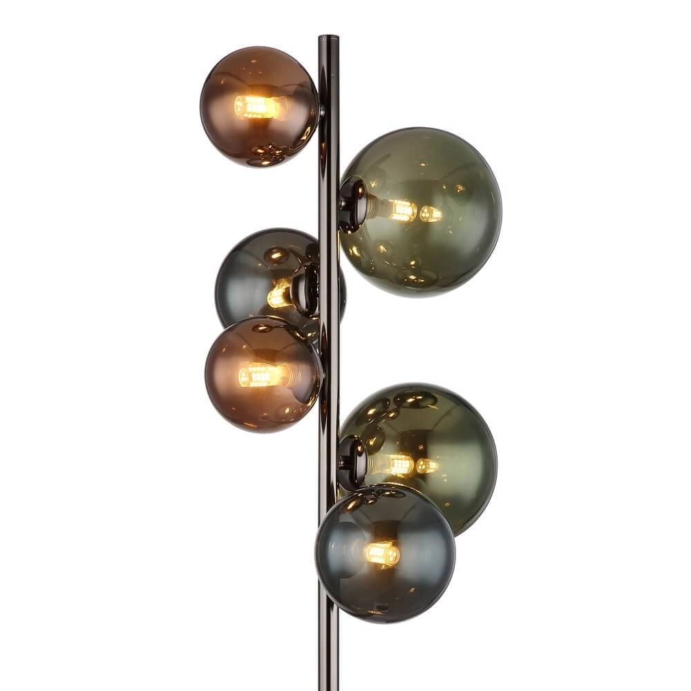 Black floor lamp Riha Coloured glass 6-lights Globo 9007371450114