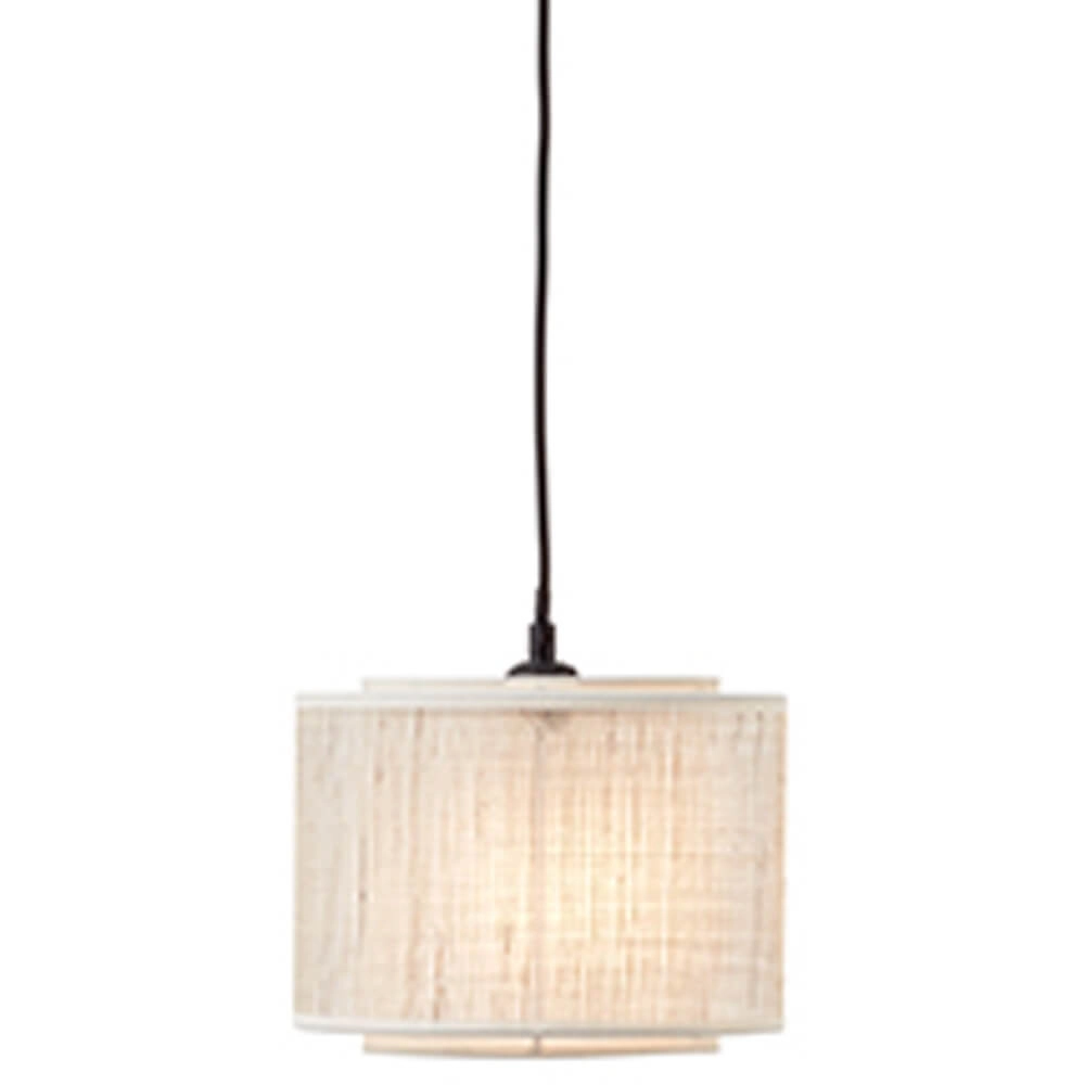 Hanging lamp Odar black with sand color lampshade