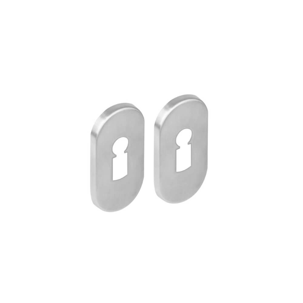 Set of 2 key rosettes Tira oval stainless steel 4mm