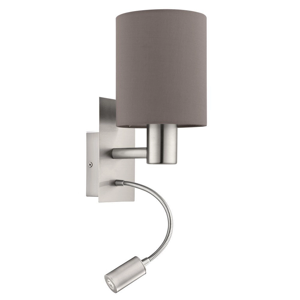 Wall lamp Pasteri brown shade with reading light