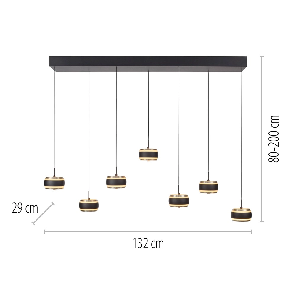 7L dining table pendant lamp Pure Falling Rings black pearl Paul Neuhaus 4012248396599