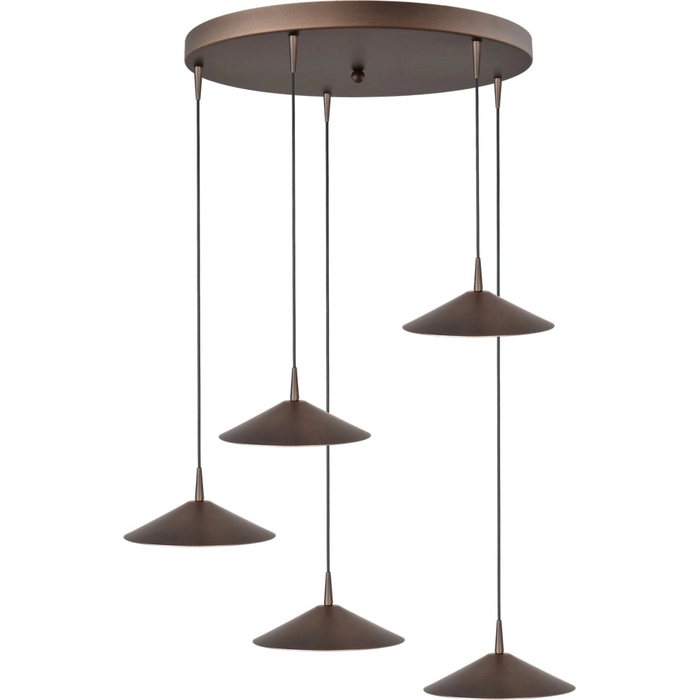 5-light pendant lamp Ceppo cocoa brown Ø 22cm round