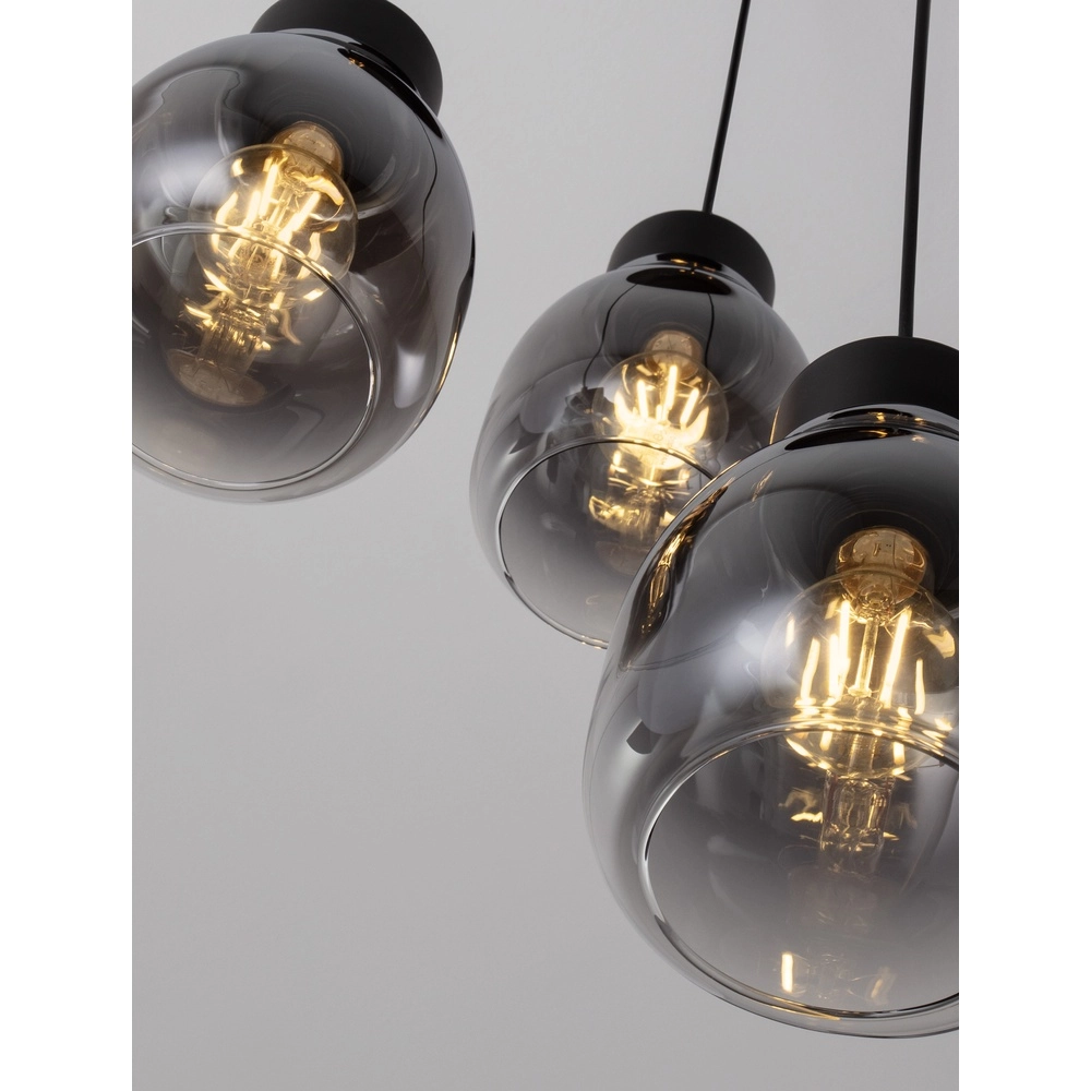 Pendant lamp Blacu 3-light black round Lyora 5212017447487