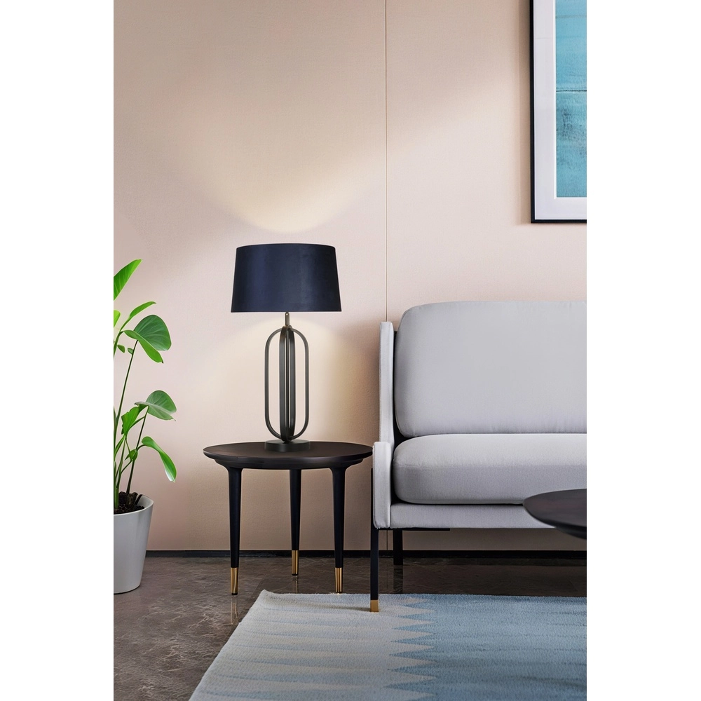 Table lamp Chic black with blue hood Searchlight 5053423305042