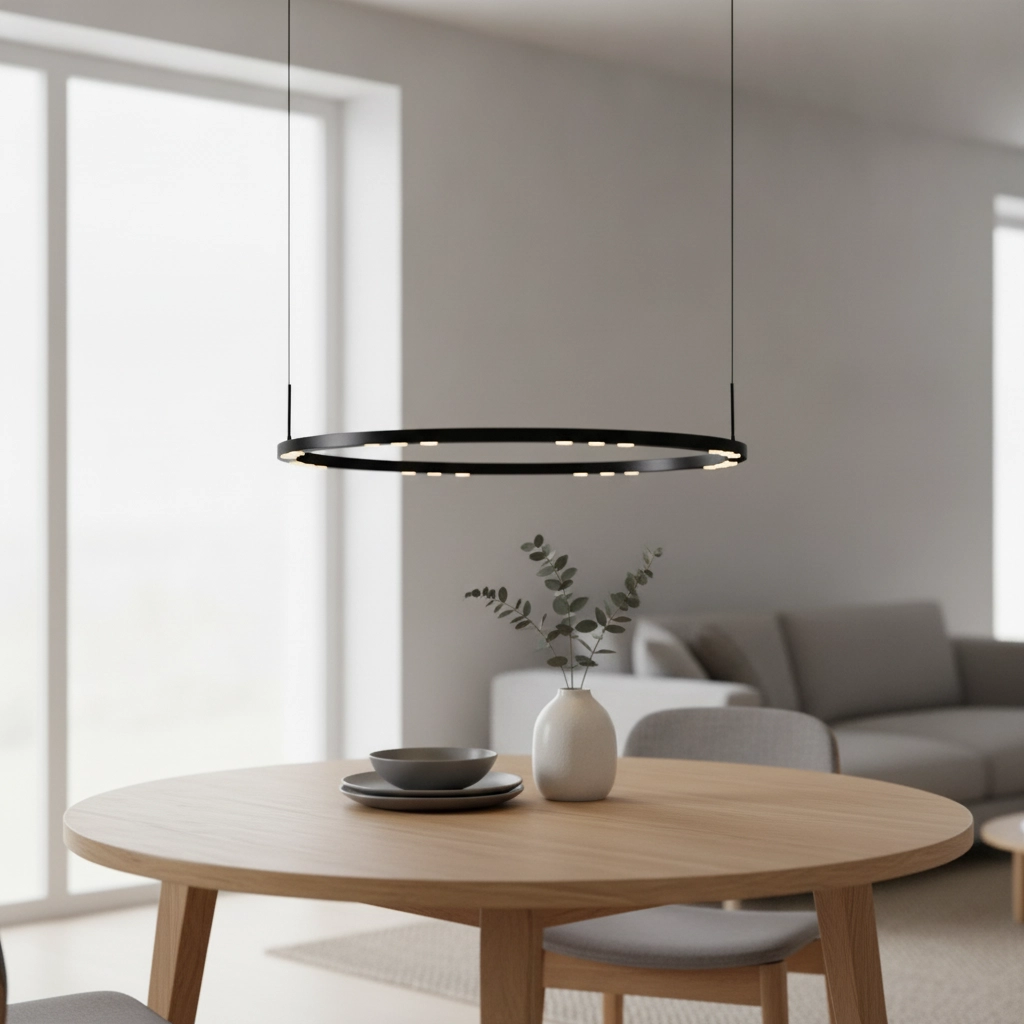 Sleek pendant lamp Lunette black Ø 80cm