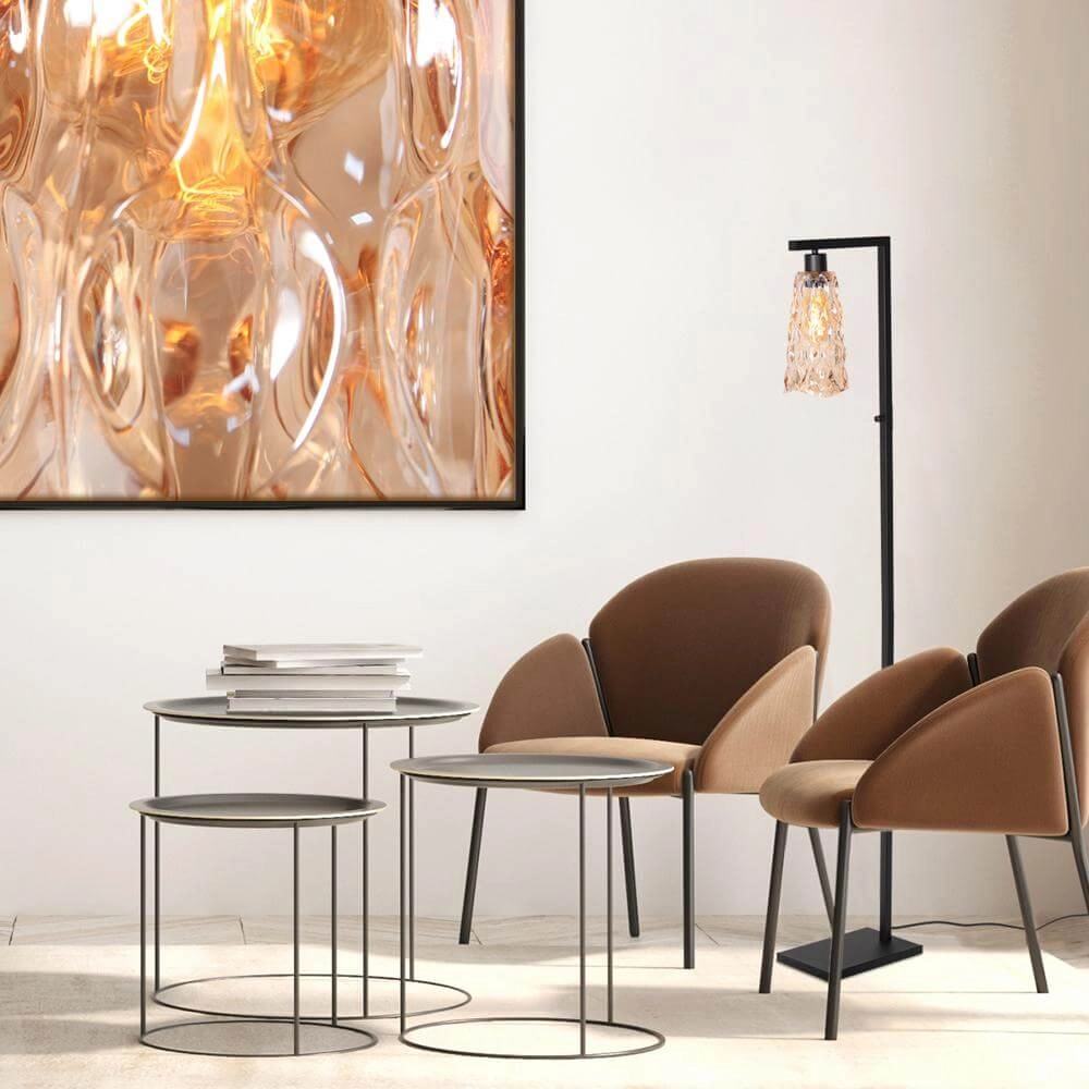 Floor lamp Vidrio black with amber glass Steinhauer 8712746173741