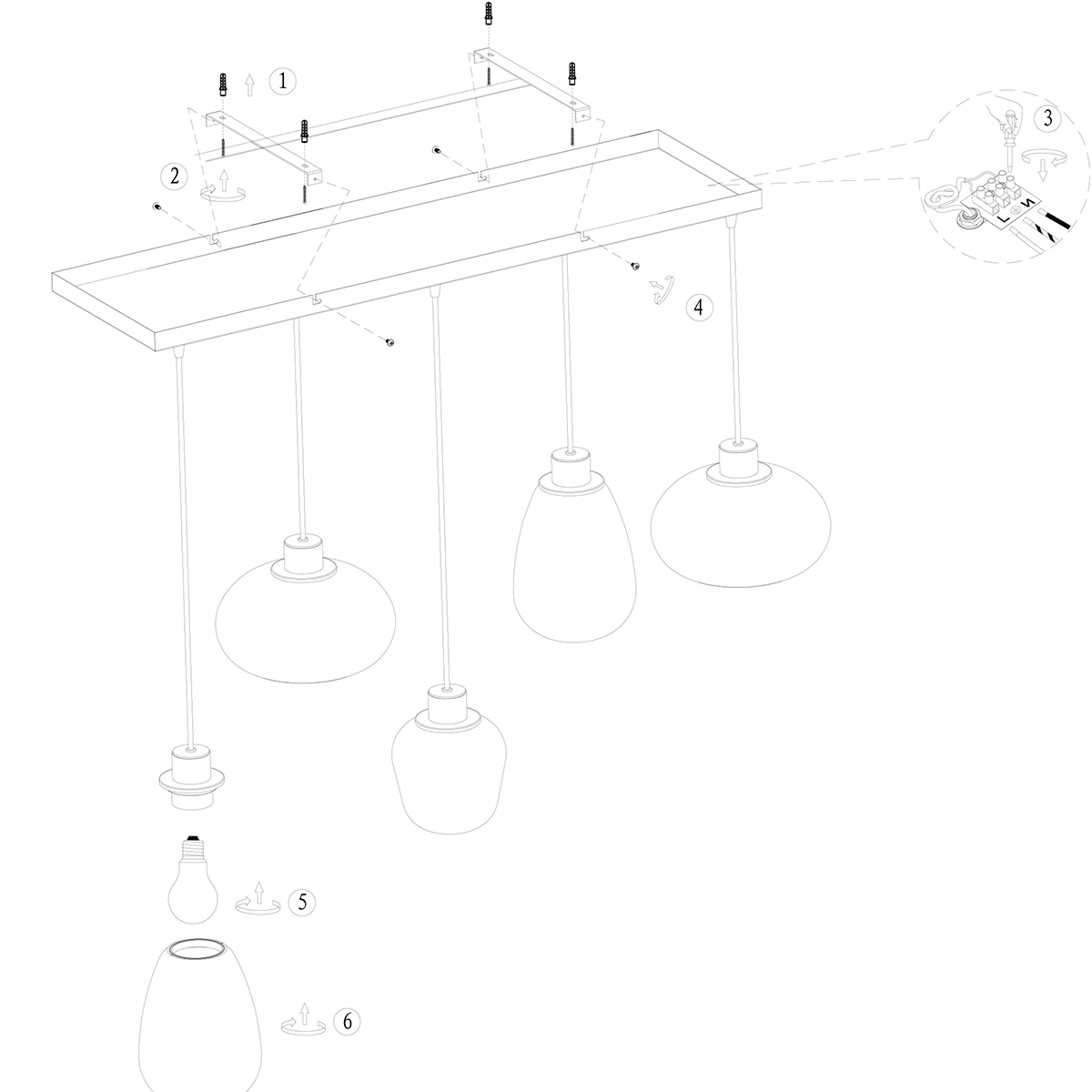 Smoke glass hanging lamp Reflexion Steinhauer 8712746135589