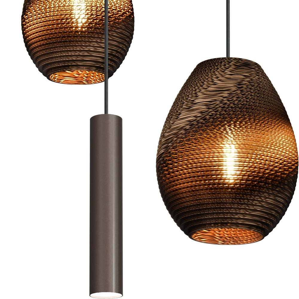 3-light pendant lamp Carta Pineapple Think-paper cap cocoa Masterlight 8718121437484