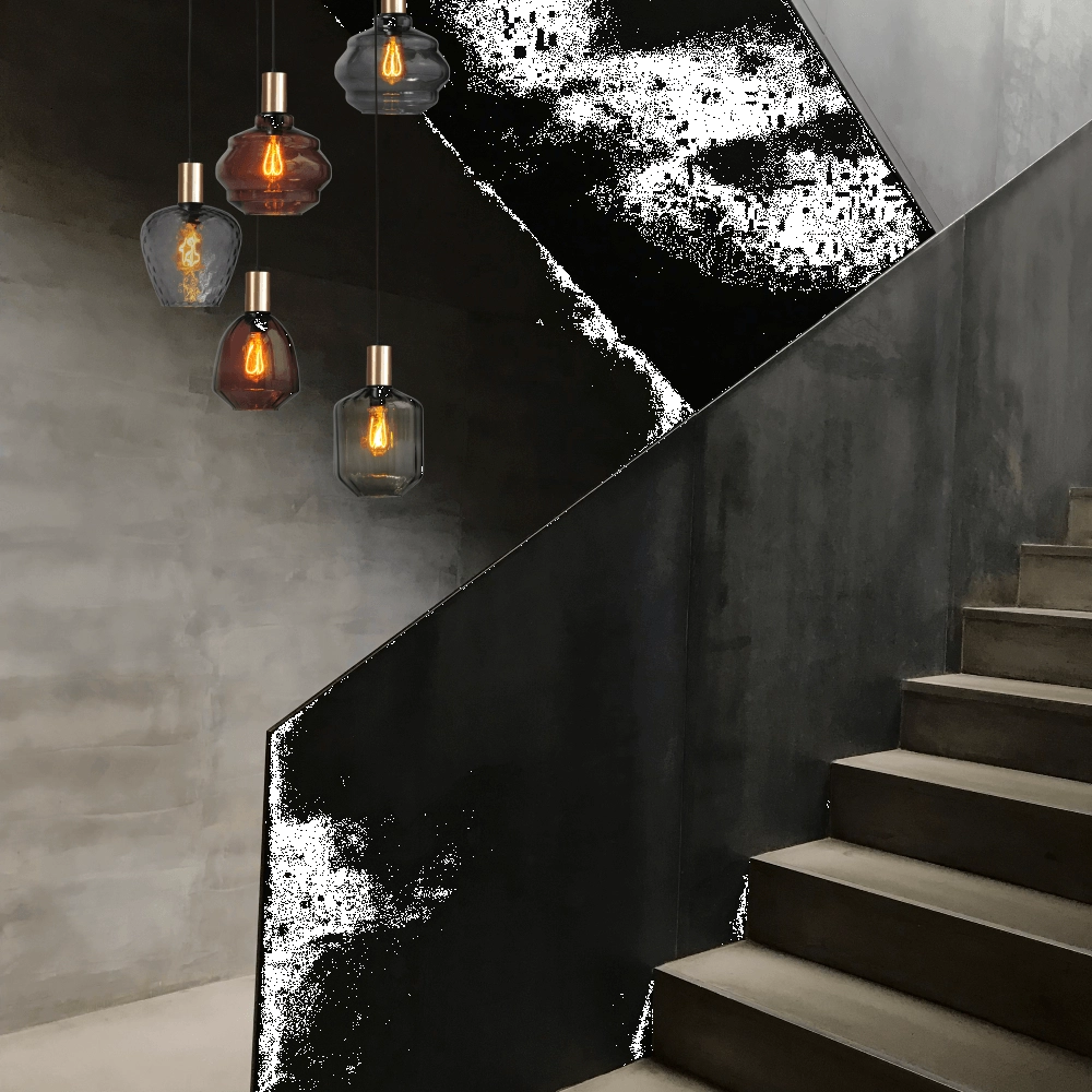 5-light loft hanging lamp - gold - Porto with different glasses Masterlight 8718121271255