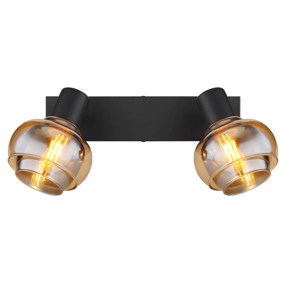 Black ceiling lamp Tokki 2-light amber smoke glass Globo 9007371455027