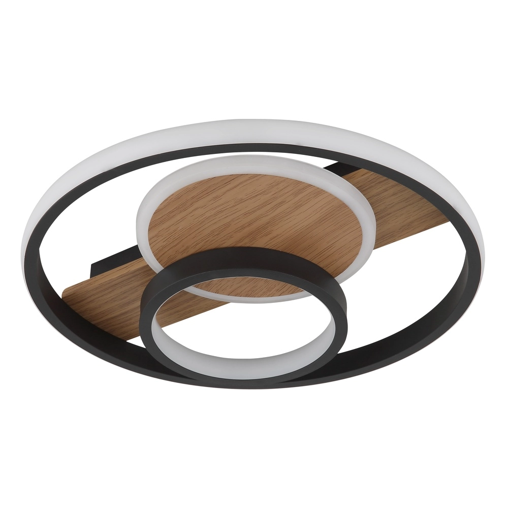 Design ceiling lamp Pikara black with wood Globo 9007371474707
