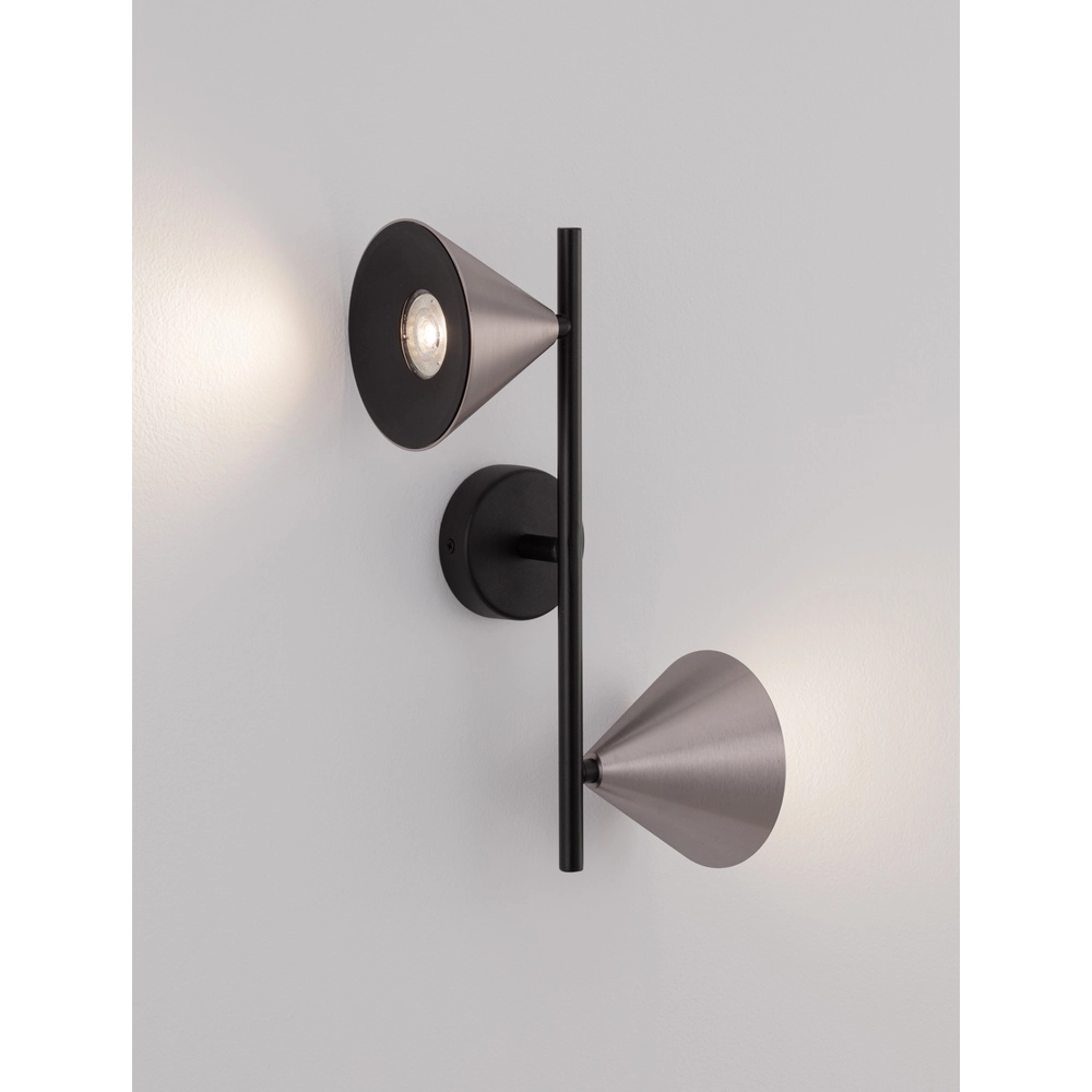 Wall lamp Conico Double black with coffee brown