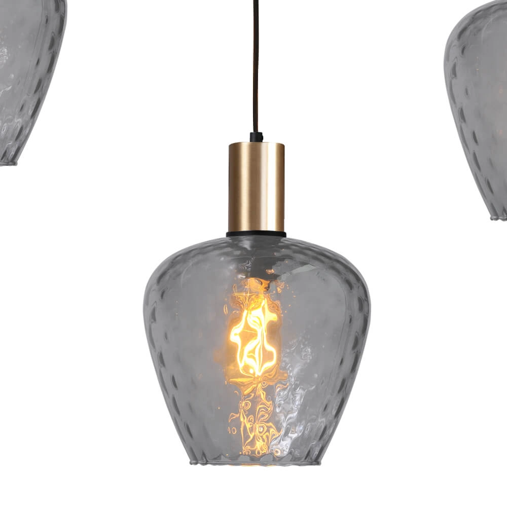 5-light hanging lamp - gold - Porto with Diamond smoke glasses Masterlight 8718121270197