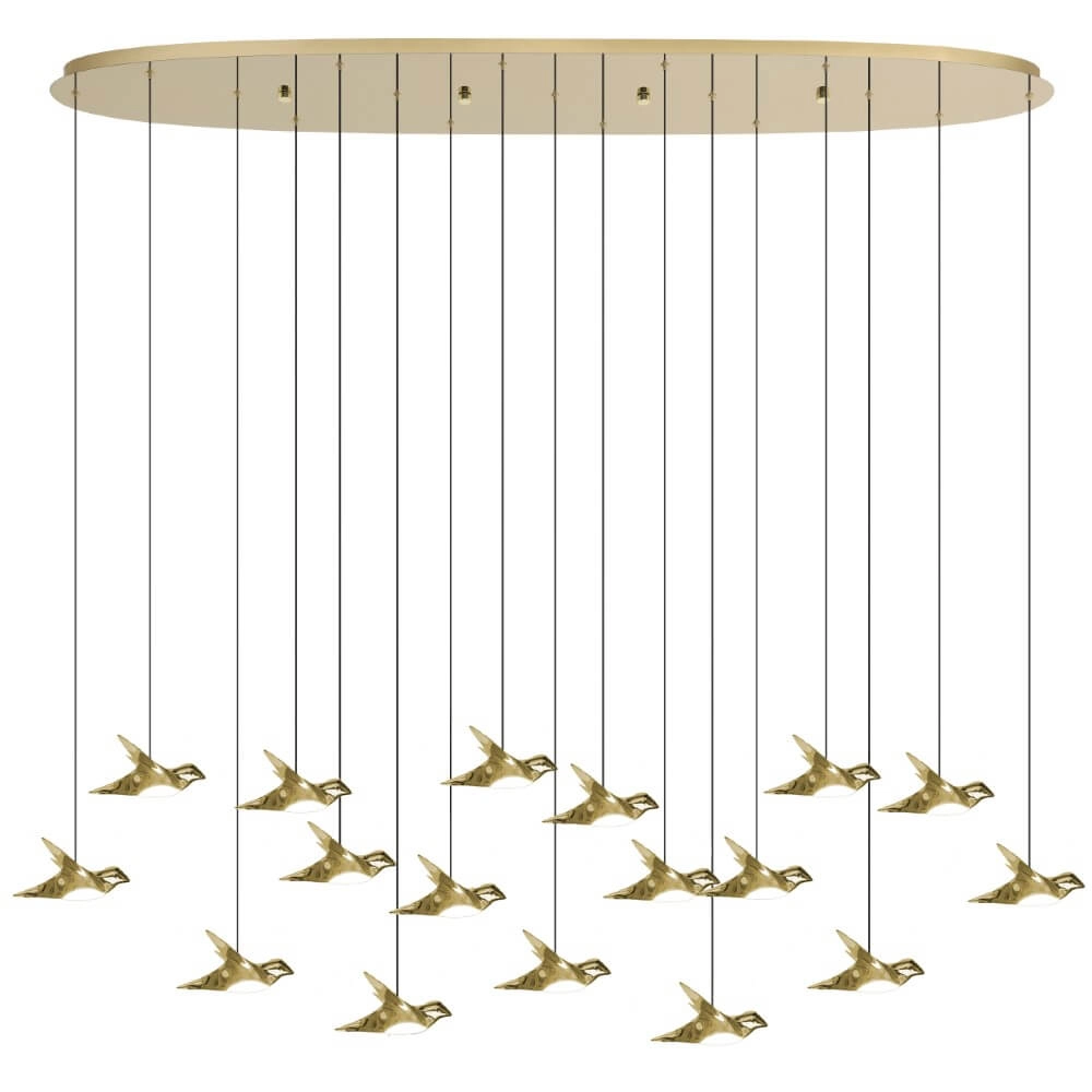 17-light hanging lamp Paratebueno 2 brass