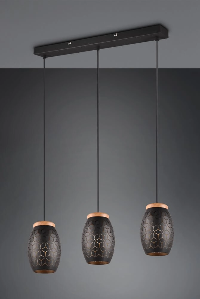 Black gold hanging lamp Bidar 3-light Trio 4017807574890