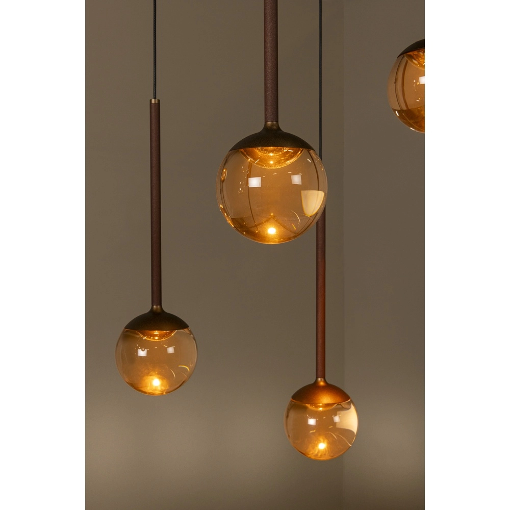 Oval pendant lamp Calina 12-light with amber spheres Premium by Lucide 5411212242068