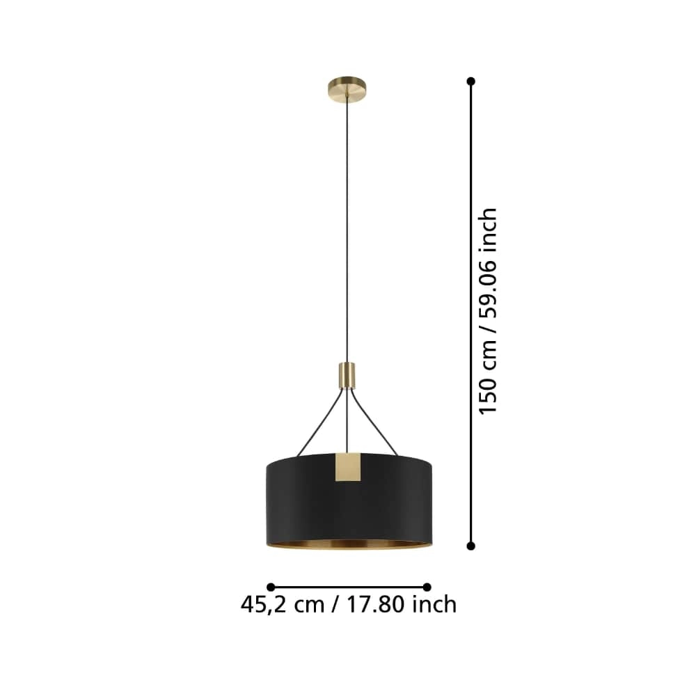 Hanging lamp Tortola 1 Ø 45cm - black with gold Stars of Light 9002759399641
