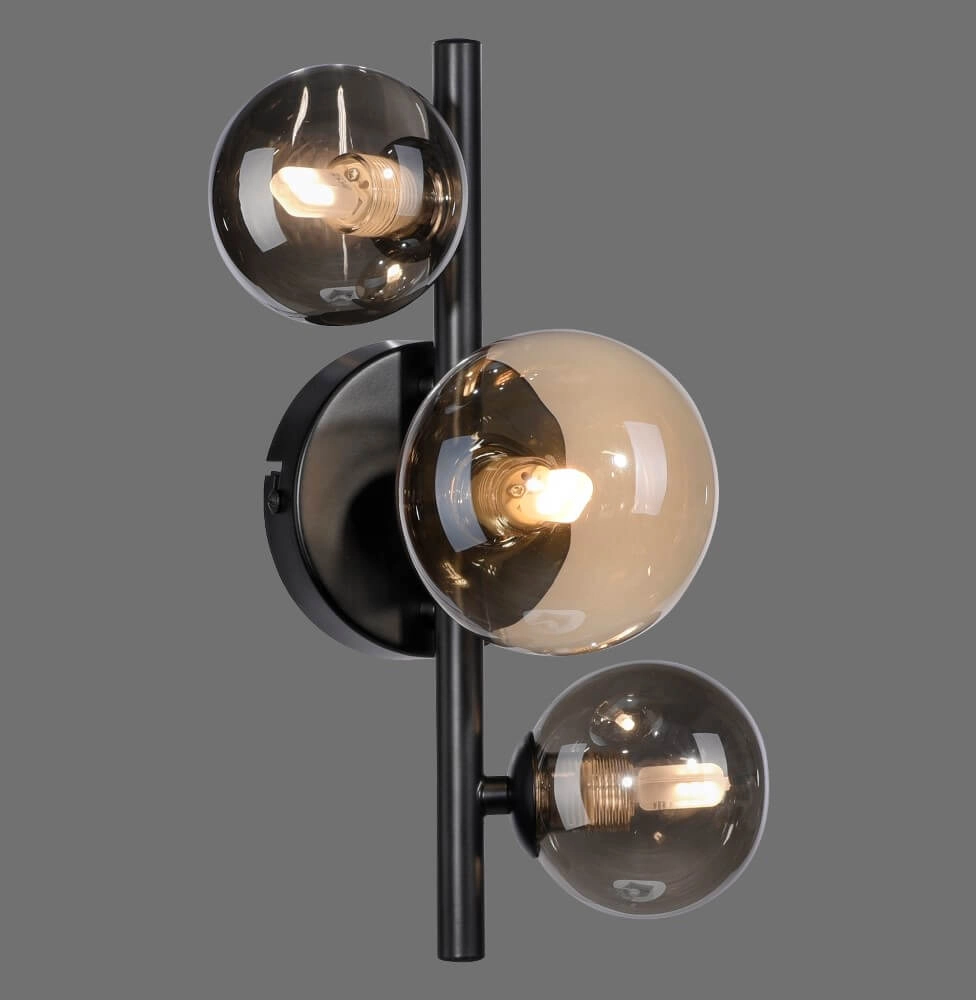 Black wall lamp Popsicle 3-light Paul Neuhaus 4012248375501