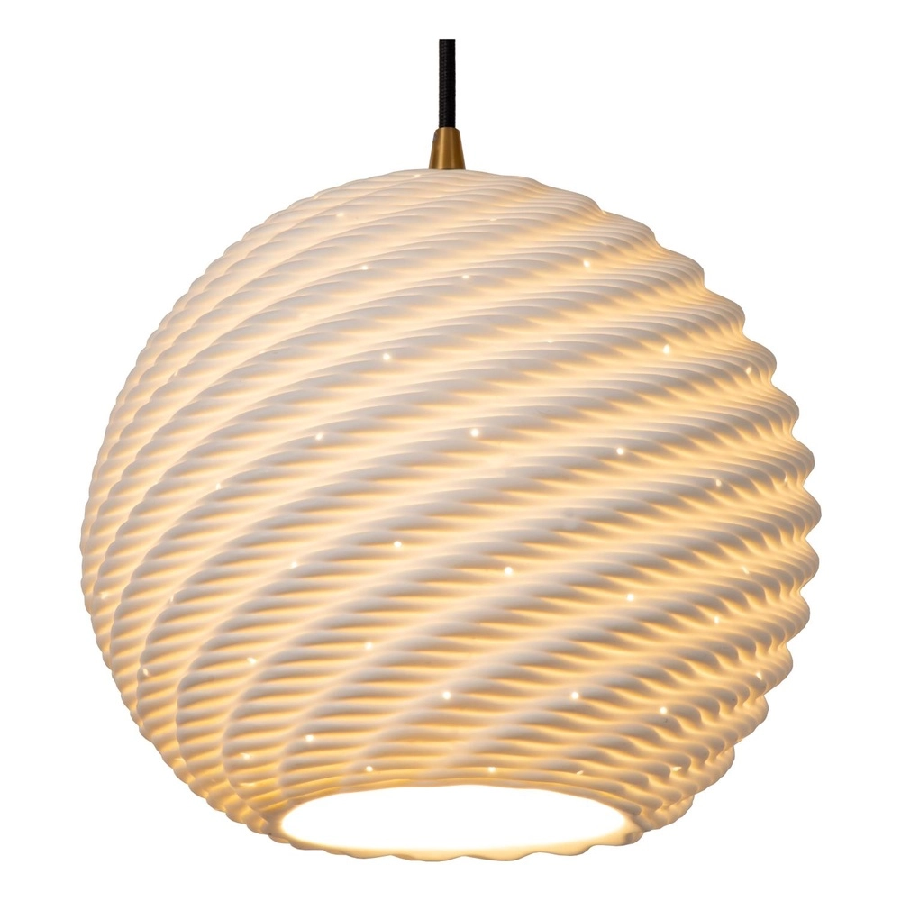 Design pendant lamp Bina single Ø 25cm white Lucide 5411212135100