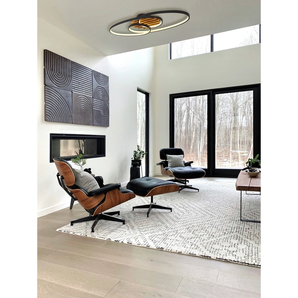 Oval ceiling lamp Tisha I black with wood Globo 9007371572281
