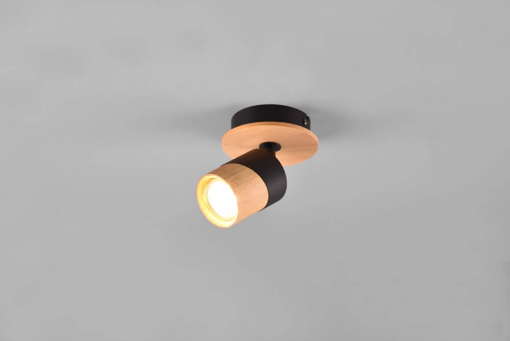 Ceiling lamp wood with black Aruni Trio 4017807585339