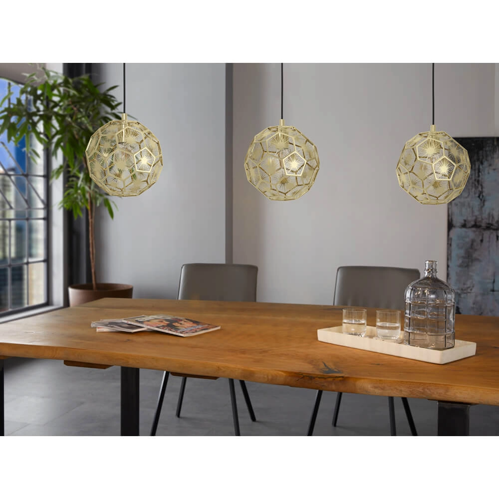 Gold hanging lamp Skoura dining room - 3-light Stars of Light 9002759397579