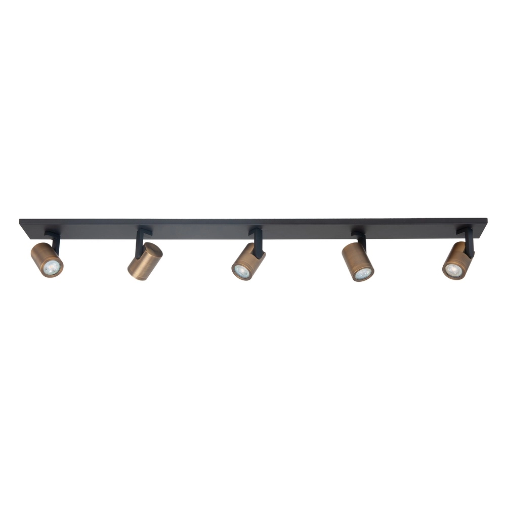 Surface-mounted spot Halo black with brass 5-lights