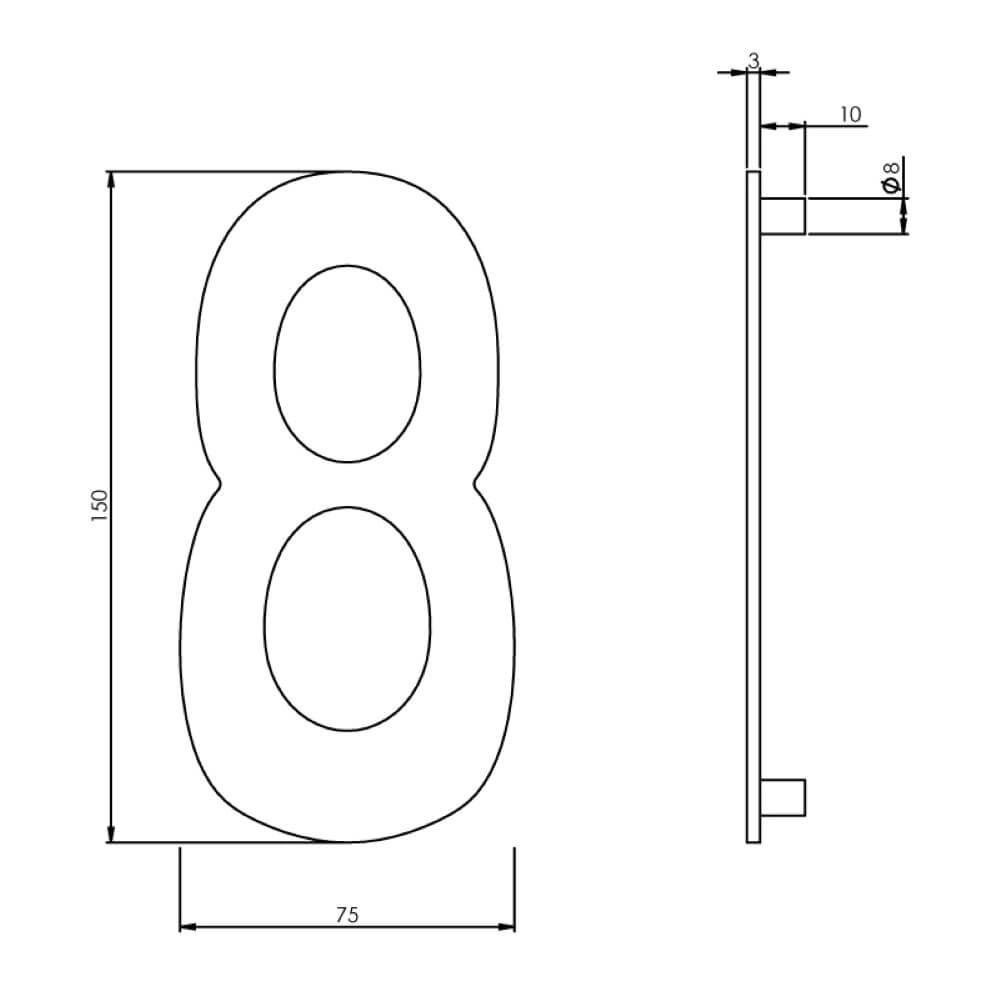 House number 8 Numbra 15cm stainless steel Intersteel 8714186058367