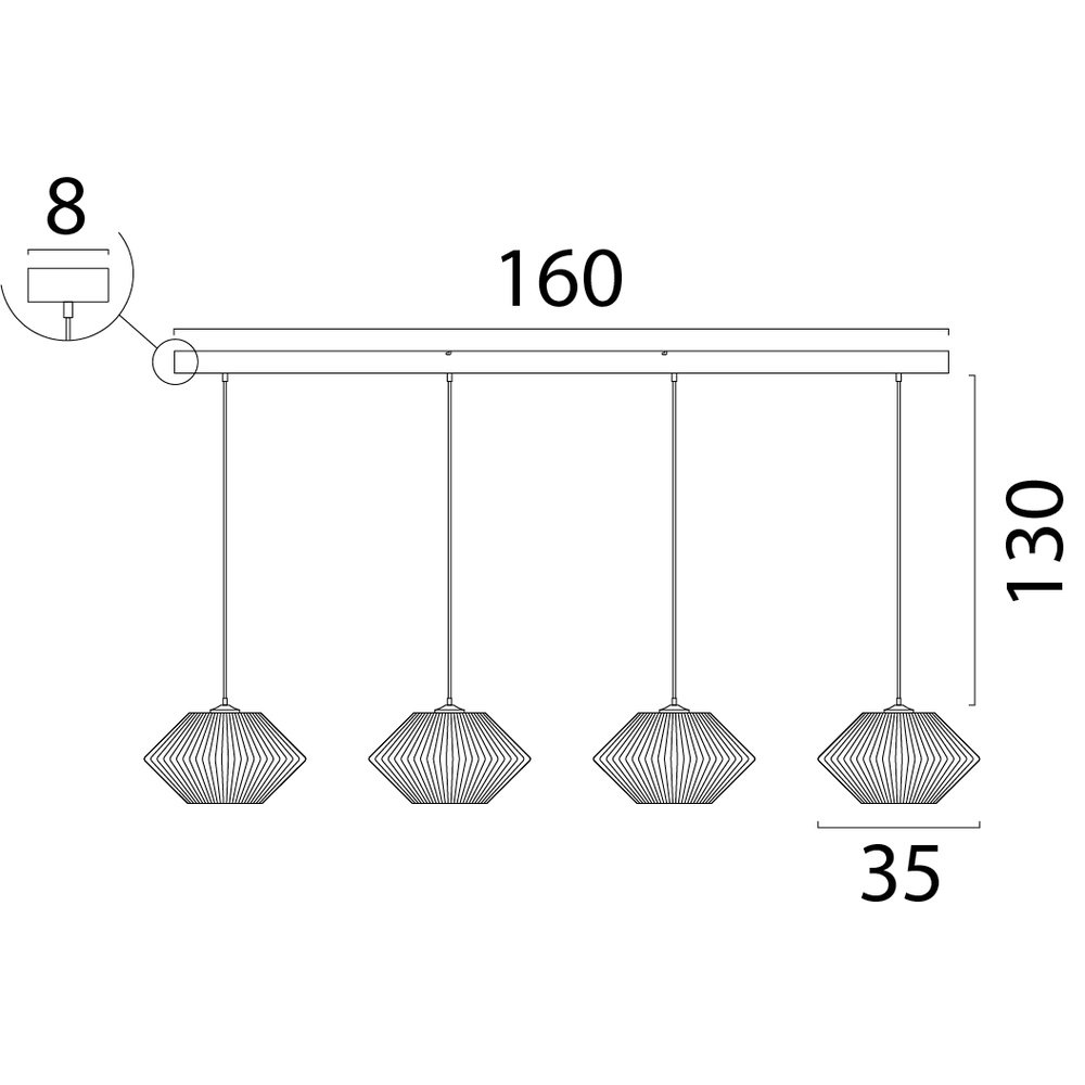 Dining table pendant lamp Bicono 4x Ø35cm Masterlight 8718121352763
