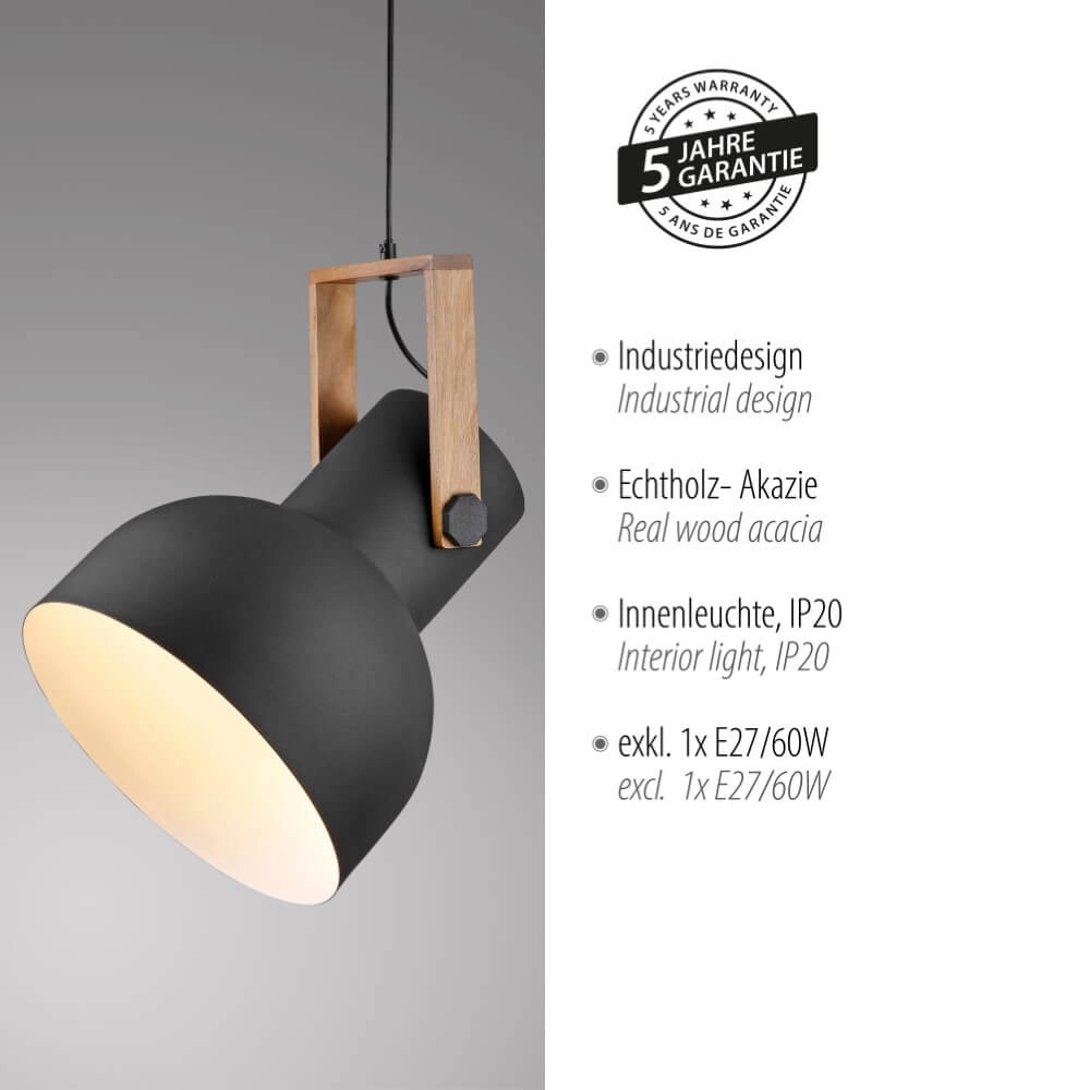 Pendant lamp Cup 2.0 1-light black Just Light 4043689000714