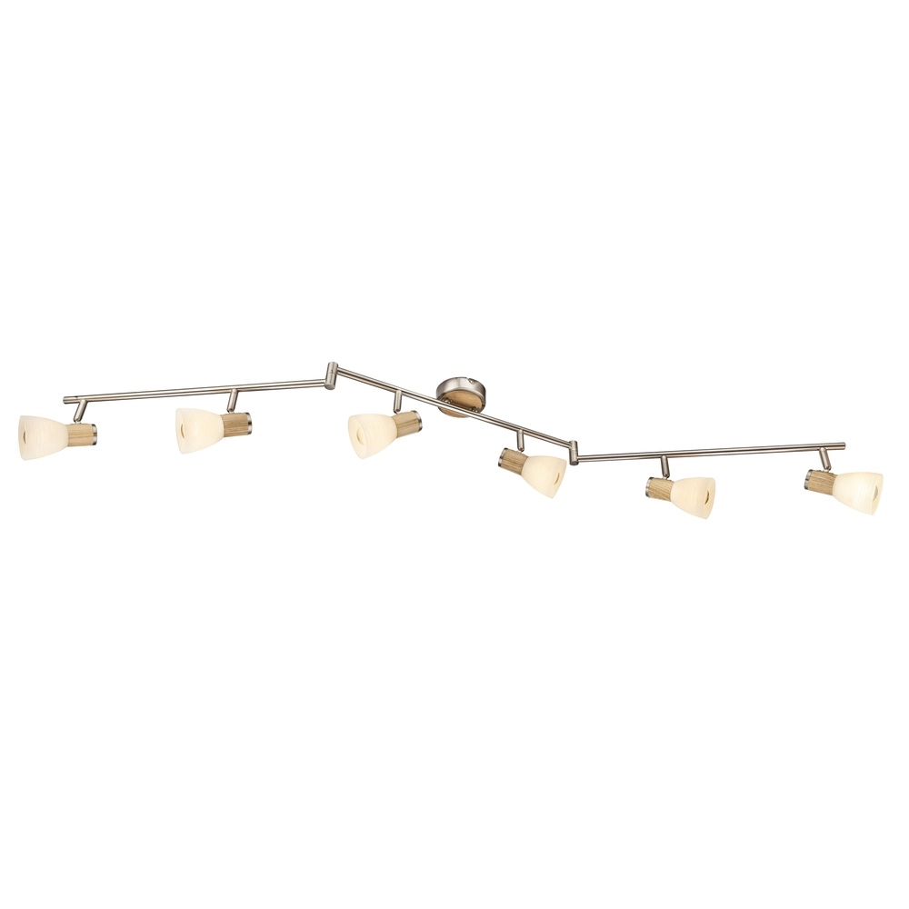 Ceiling lamp Gylfi Nickel with wood 6-lights
