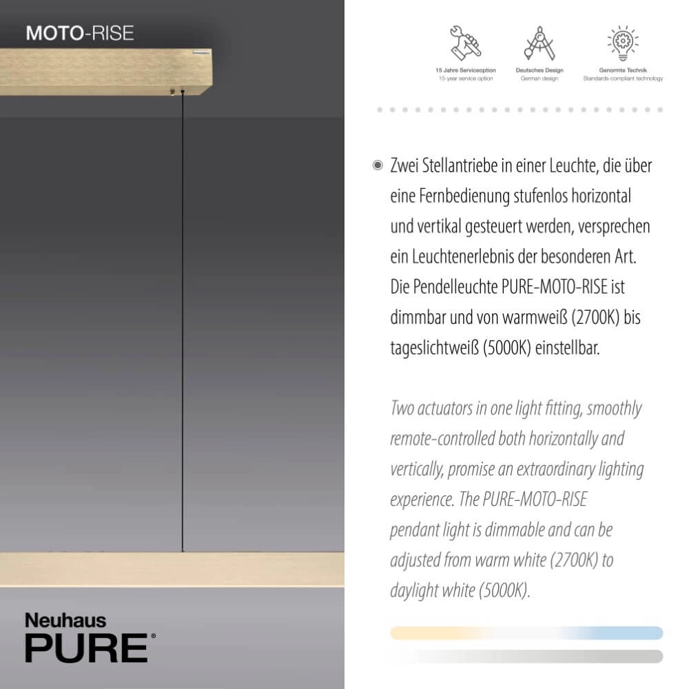 Design hanging lamp Pure Moto-Rise brass Paul Neuhaus 4012248371626