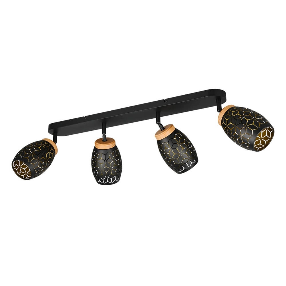 4-light surface-mounted spot Bidar black Trio 4017807640700