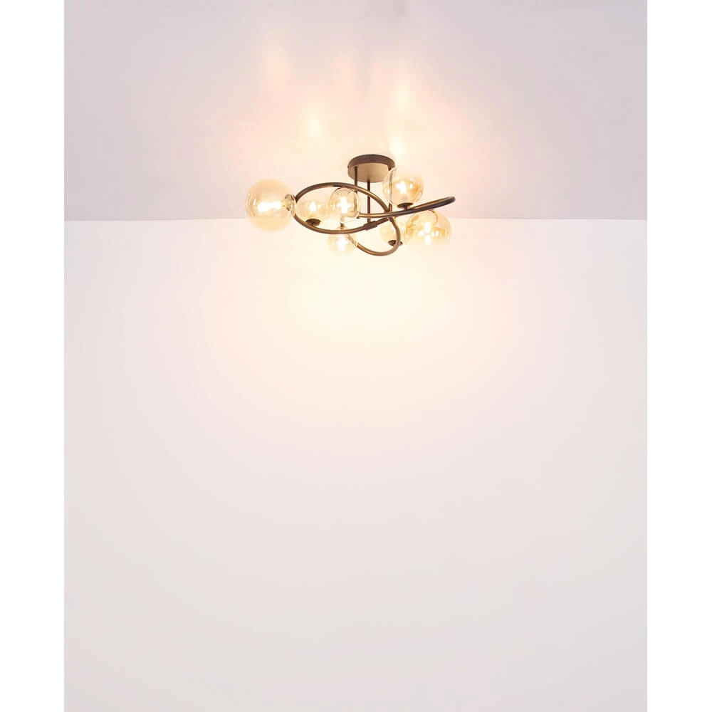 Black ceiling lamp Tuberius Design 7-light Globo 9007371446445
