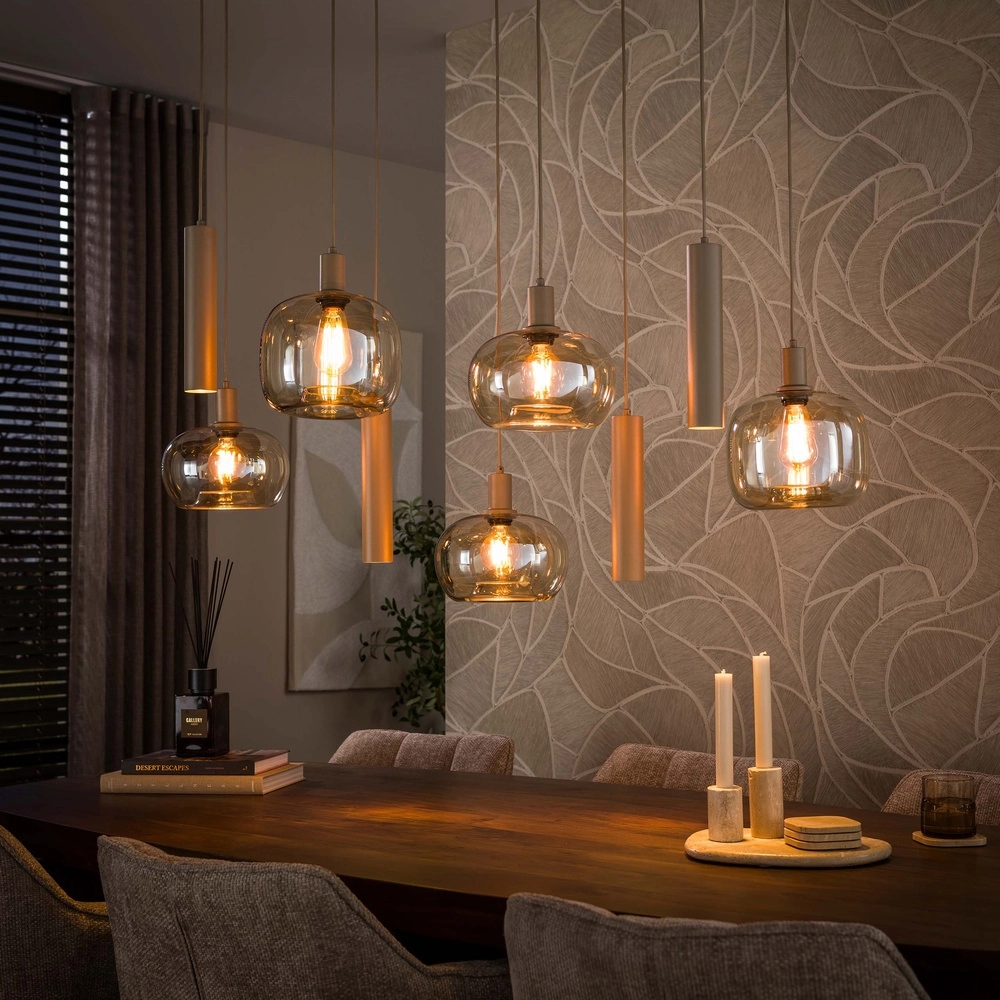 Moderne hanglamp Serene 9-lichts zand bruin