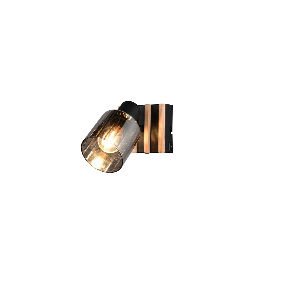Wall lamp Travia black with wood Trio 4017807682588