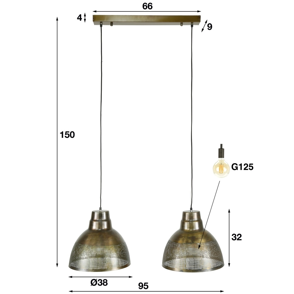 Industrial pendant lamp Screen 2x Ø 38cm Lyora 8716803513006