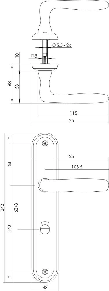 Door handle Bjorn WC closure 63/8 nickel matt Intersteel 8714186168042