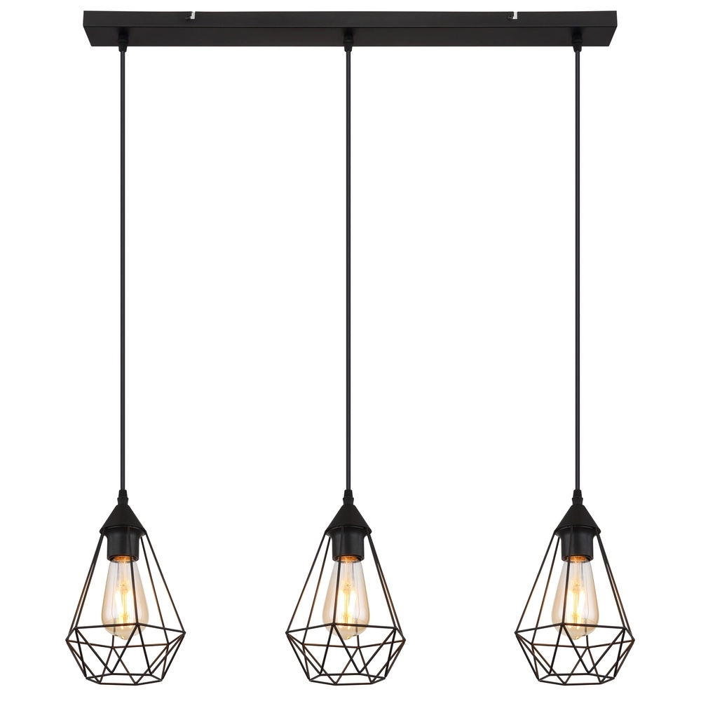 3-light pendant lamp Zachary Black Globo 9007371447909